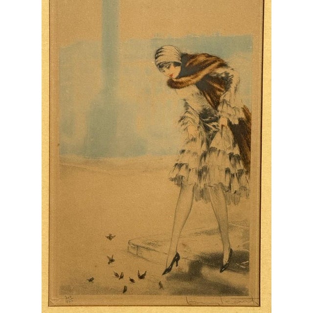 Art Deco Louis Icart c.1920 Signed Parisian Art Deco Etching Print W Aquatint, "Place Vendôme", #302/500 W Blind Stamp, All Original For Sale - Image 3 of 9