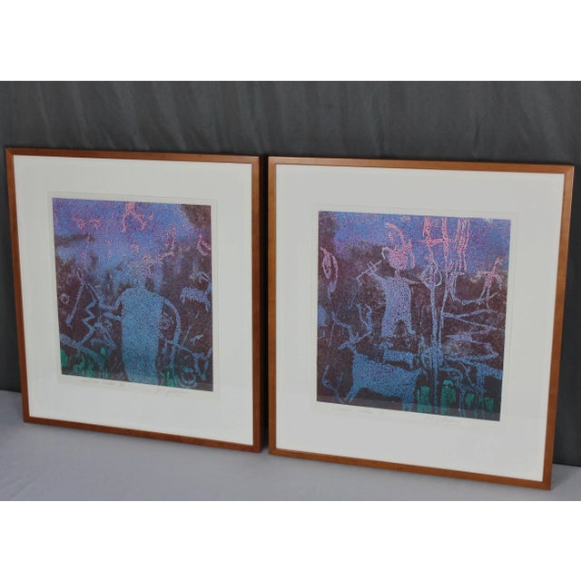 Michael Gallagher Rainbow Rocks I & III Framed Abstract Monoprints For Sale - Image 6 of 12