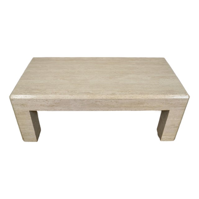 1970’s Hollywood Regency Italian Travertine Coffee Table For Sale