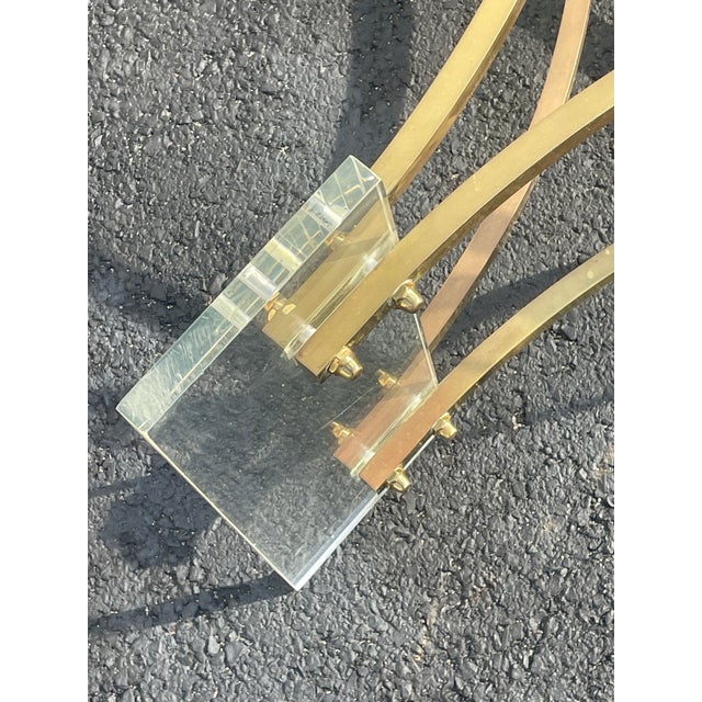 1970s MCM Charles Hollis Jones Style Lucite & Brass Coffee Table Base For Sale - Image 5 of 7