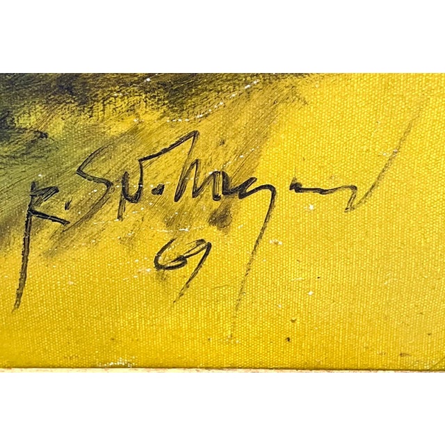 Mid-Century Modern Mid-20th Century Figural Oil Painting of Seated Figures, Signed For Sale - Image 3 of 6