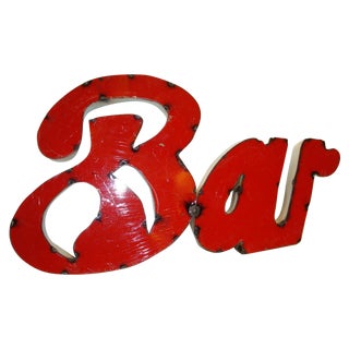 Red Metal Bar Sign For Sale