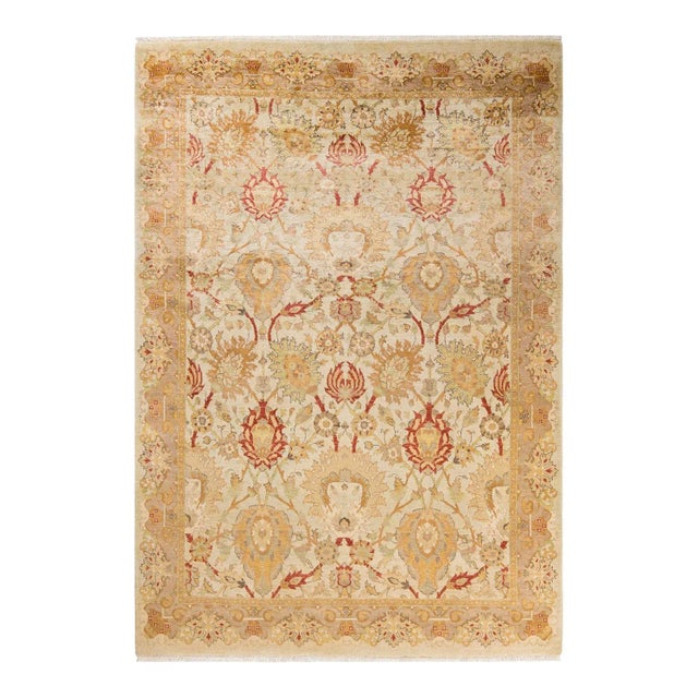 Vintage Traditional Hand Knotted Wool Area Rug, Ivory - 6'0" X 8'9" For Sale - Image 9 of 9