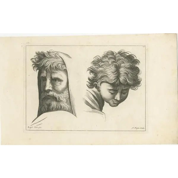 This engraving by Nicolas Pigné, part of the "Recueil de XC Têtes tirées des Sept Cartons des Actes des Apôtres"...