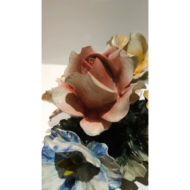 1930s Vintage Centerpiece Capodimonte Porcelain Flower Basket Made in Italy For Sale - Image 9 of 12