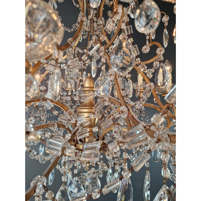 Late 19th Century Large Crystal Rustic Antique Chandelier Classic Traditional Solid Wide Glass For Sale - Image 9 of 15