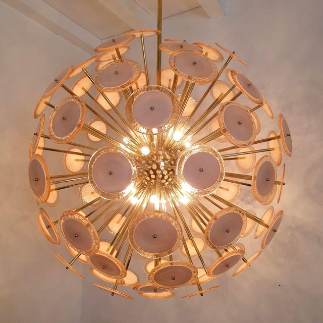 1980s Pink Murano Glass Sputnik Chandelier, Mid Century Modern, 1980s. For Sale - Image 5 of 12