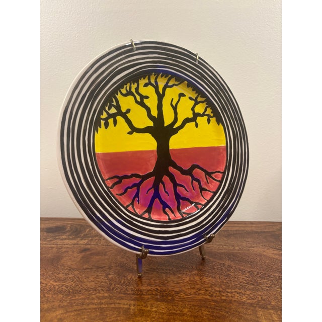 2001 John E. Buck Signed Original Tree of Life Ceramic Art Plate For Sale - Image 4 of 7