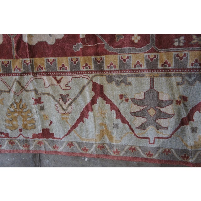 Vintage Turkish Hand Knotted Oushak Geometric Palace Area Rug Carpet 12' X 16.5' For Sale - Image 9 of 13