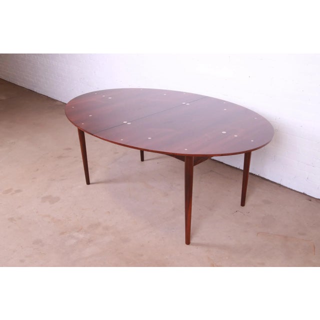 Brown Outstanding Finn Juhl Rosewood and Silver Inlay "Judas" Dining Table, Newly Restored For Sale - Image 8 of 13