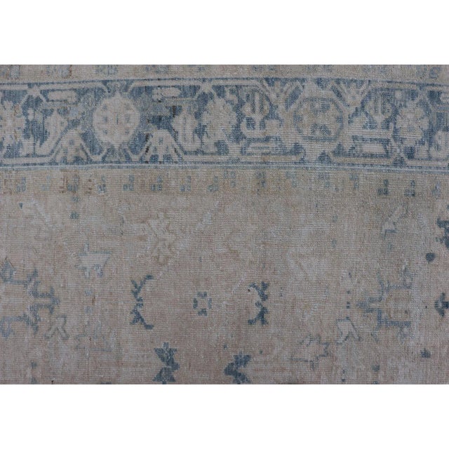 Textile Early 20th Century Antique Persian Heriz Rug With Sub-Geometric Design in Cream and Blue For Sale - Image 7 of 13