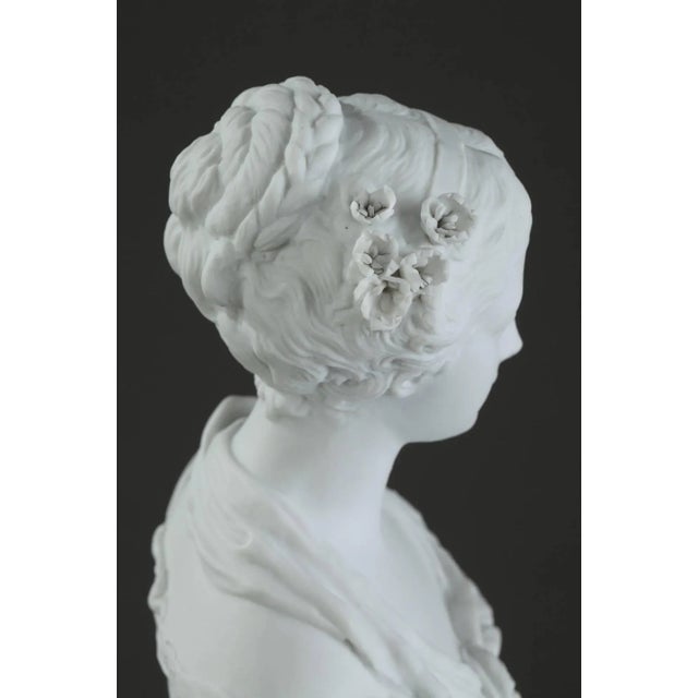 19th Century Biscuit Young Woman With Flowers Statuette For Sale - Image 10 of 18