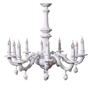 Handcrafted 10-Arm Chandelier in Coated Glass For Sale