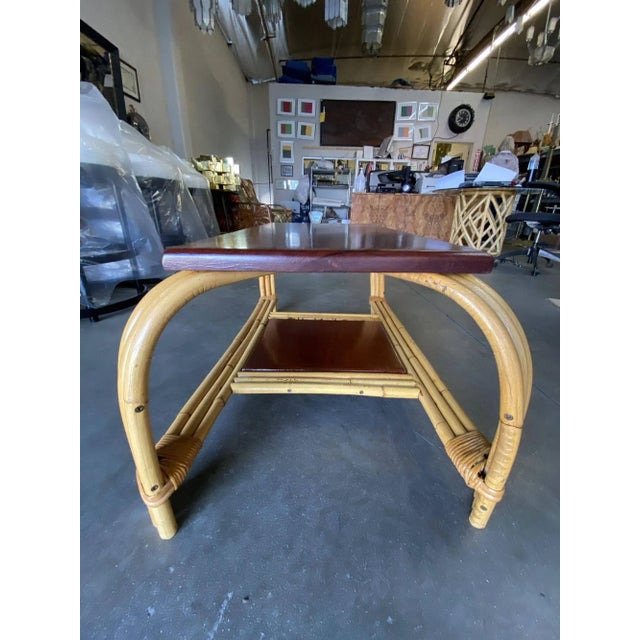 Restored Rattan & Mahogany "Grasshopper" Cocktail Table For Sale - Image 12 of 13