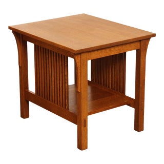 Stickley Mission Collection Oak Spindle Side Table For Sale