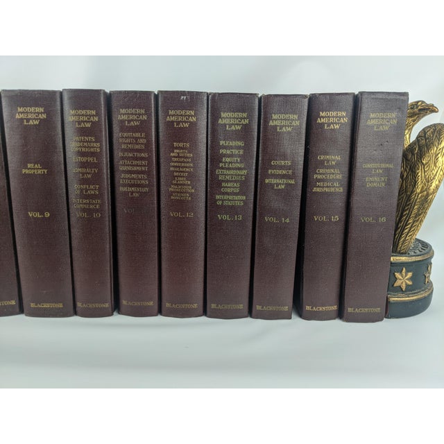 Vintage 1960 Blackstone Modern American Law Books – 14-Volume Burgundy & Gilt Library Set For Sale - Image 4 of 16