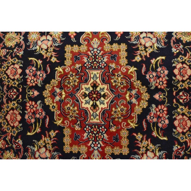 2000 - 2009 Qom Rug 2’7” X 4’9” Blue Wool Vintage Traditional Hand-Knotted Carpet For Sale - Image 5 of 10