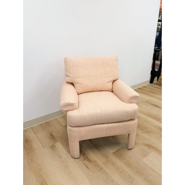 Drexel Heritage Vintage Drexel Heritage Pink Upholstered Armchair Post Modern, Hollywood Regency For Sale - Image 4 of 10