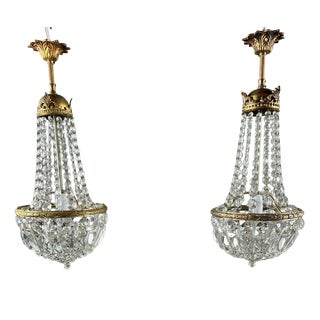 Late 19th Century Bronze and Crystal Chandeliers, Set of 2 For Sale