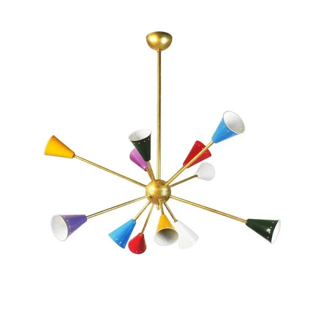 Italian Sputnik Chandelier in Brass, 1950s For Sale - Image 5 of 5