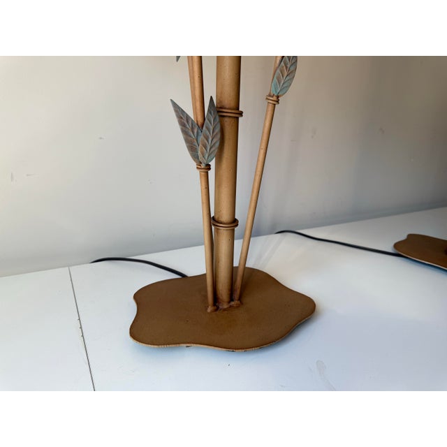 Late 20th Century Bamboo Tole Table Lamps With Pagoda; A Pair For Sale In Charleston - Image 6 of 10