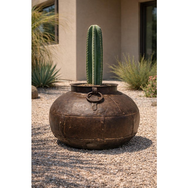Metal Vintage Iron Rivet Pot Planter For Sale - Image 7 of 7