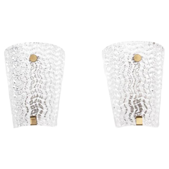 Mid-Century Modern Wall Lamps in Crystal, 1960s, Set of 2 For Sale