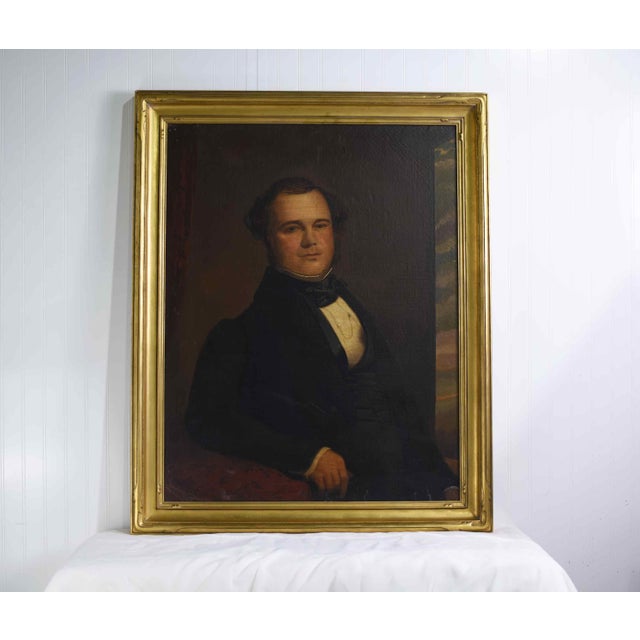 Portraiture 19th Century Portrait of a Gentleman in a Suit Original Oil on Canvas Framed 33" X 41" For Sale - Image 3 of 16