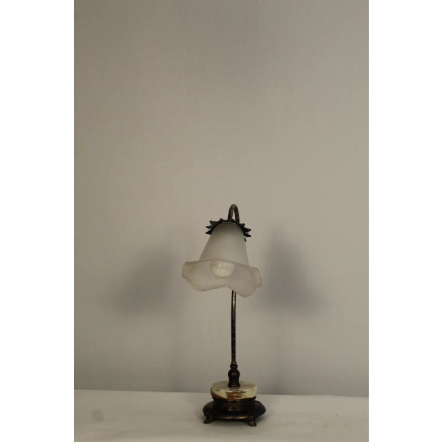 Chestnut 1930s Art Nouveau Bronze Finish Accent Lamp For Sale - Image 8 of 11