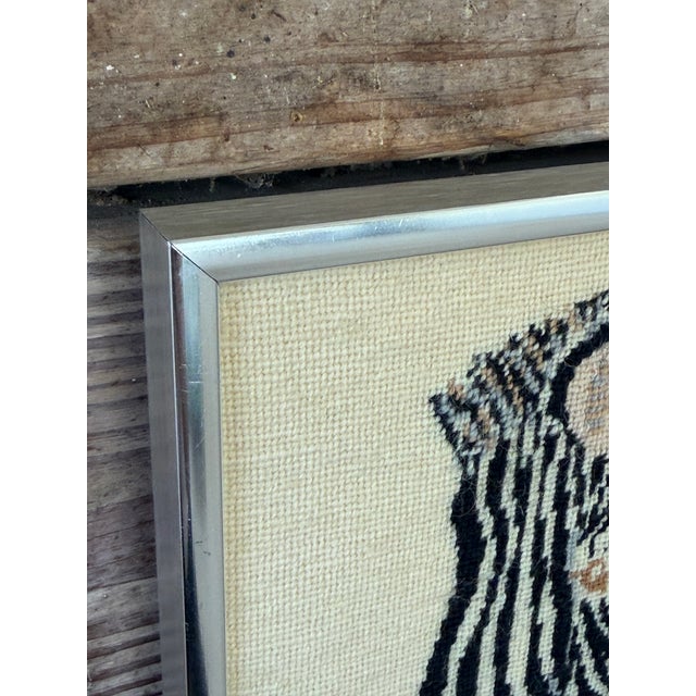 Vintage Needlepoint Zebra & Giraffe Framed Wall Art – Set of Two For Sale In Naples, FL - Image 6 of 12