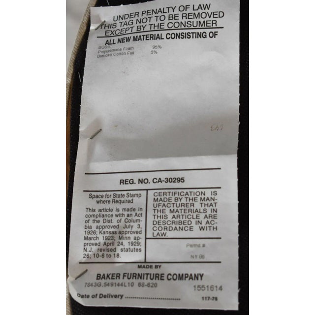 Brown Baker Furniture Hollywood Regency Mahogany Arm Chair Gilt Accents Damask Fabric For Sale - Image 8 of 11