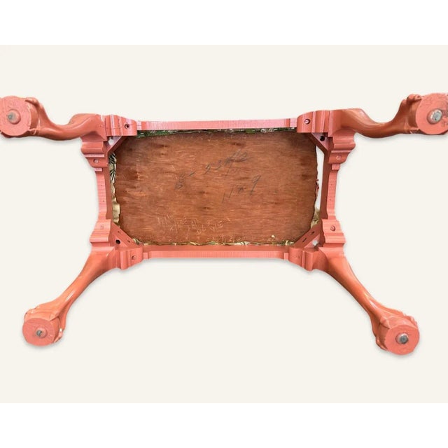 Chippendale Late 20th Century Painted Chippendale Style Upholstered Bench For Sale - Image 3 of 6