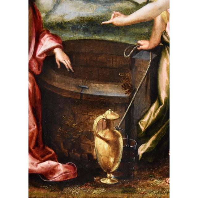 After Ludovico Pozzoserrato, Christ the Samaritan, 1600, Oil on Board For Sale - Image 8 of 14