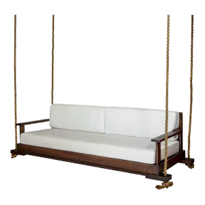 Southern Komfort 61" Hurston Porch Swing, Coffee Frame/White Cushions