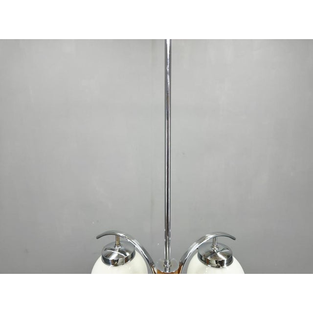 Art Deco Chandelier in Chrome, Walnut & Glass, 1930s For Sale - Image 10 of 15