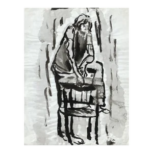 1980s Richard Snyder Watercolor of Figure