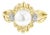 Solitaire Pearl Diamond Ring 10k Yellow Gold, Size 4 For Sale