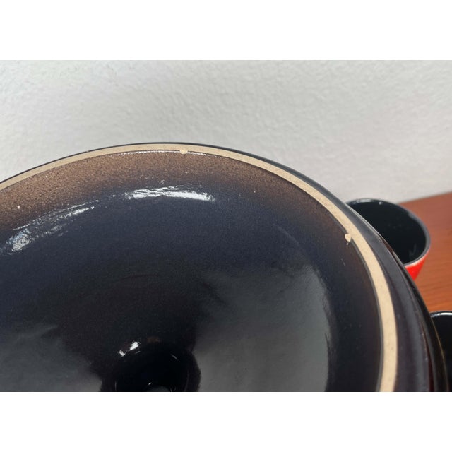Mid-Century Modern West German Pottery Punch Bowl and Cups from Jasba, 1960s, Set of 7 For Sale - Image 15 of 18
