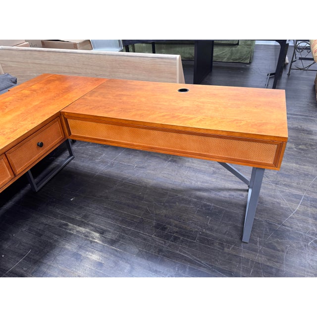 Inbox Zero Furniture Nusaiba L-Shaped Lift-Top Cane Executive Desk For Sale - Image 12 of 12