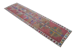Distinctive Kurdish Runner Herki Rug. Hand-Knotted Tribal Hallway Rug - 2′10″ × 11′9″