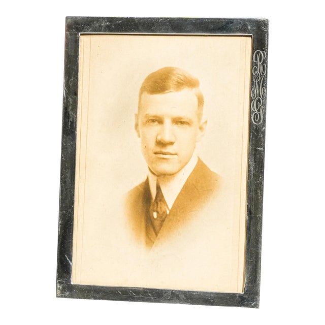 Handsome Unger Brothers Antique Sterling Silver Frame Period Photograph Photo Portrait Man Traditional Home Decor For Sale