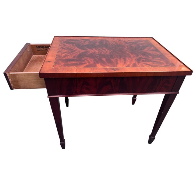 Late 20th Century Hekman Crotch Mahogany Side Table For Sale In New York - Image 6 of 18