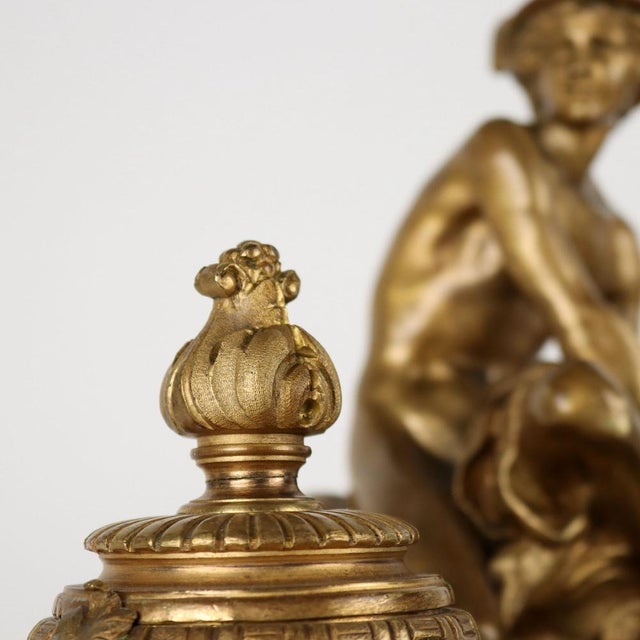 Bronze & Marble Inkwell attributed to Jean-Marie Pigaltary, France, 19th Cennury For Sale - Image 11 of 14