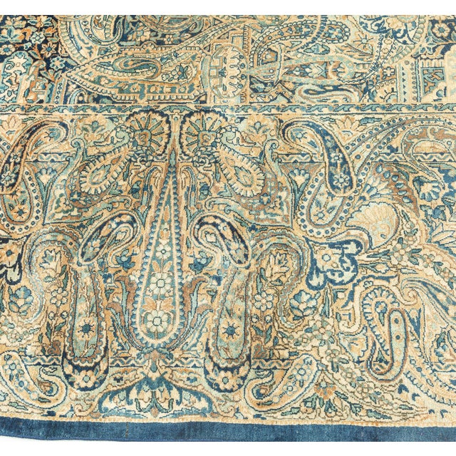 1900 - 1909 Antique Persian Kirman Floral Beige Handmade Wool Rug For Sale - Image 5 of 9