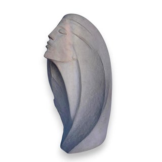 1980s Deco Sandstone Ceramic Abstract Woman Sculpture For Sale