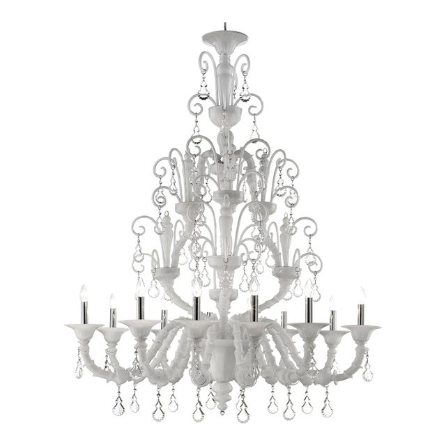 Handcrafted Modern White Ca’ Rezzonico Chandelier With Curled Murano Glass Details For Sale - Image 4 of 7