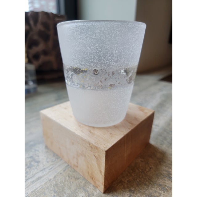 beautiful one of a kind Japanese glass tumbler with silver leaf and gold leaf detailing - contemporary Japanese...