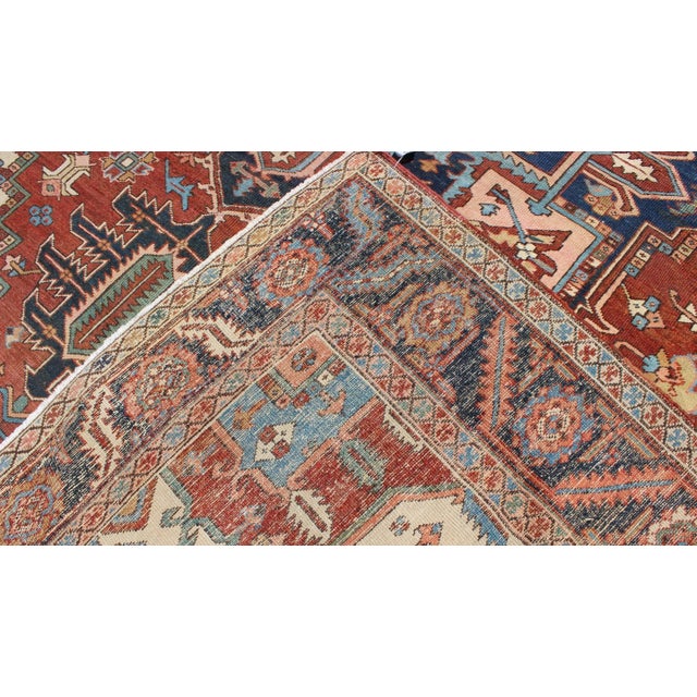 Early 20th Century Antique Serapi Rug Geometric Motifs For Sale In Atlanta - Image 6 of 7