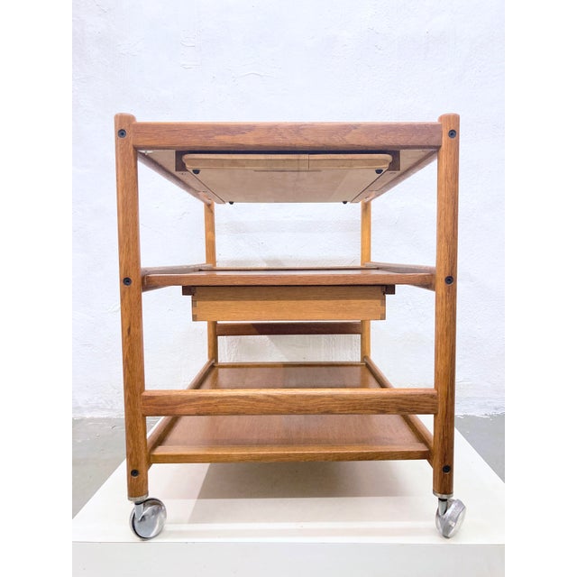 Danish Serving Trolley in Oak and Resopal from Dyrlund, 1960s-1970s For Sale - Image 9 of 18