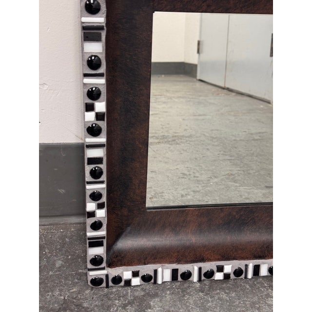 Mychelle Fitzgerald Black + White Mosaic Design Wall Mirror For Sale - Image 9 of 12